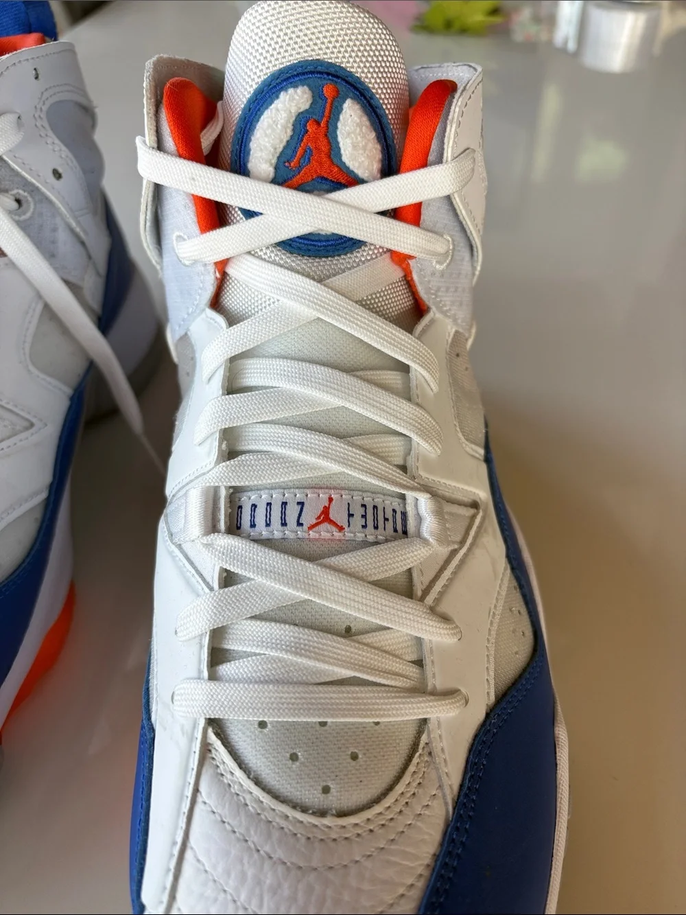 Men's Jordan High-Top Athletic Sneakers in White and Blue